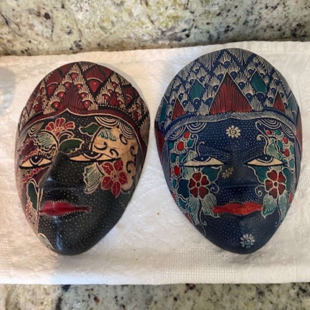 masks two of them wood